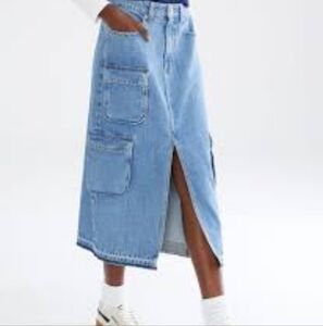 - Cargo High Rise Denim Maxi Skirt NWT